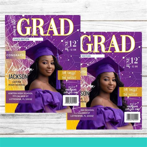 Grad Invitation Magazine Personalized Graduation Invite Custom