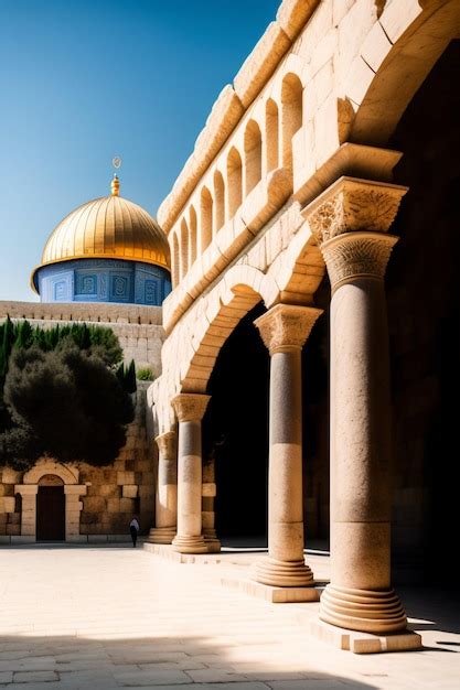 Premium AI Image | A view of the dome of the rock in jerusalem