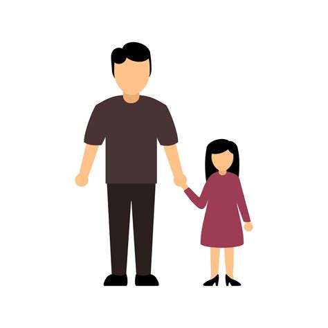 Father Holding Daughter Flat Graphic Design Element Happy Father S Day