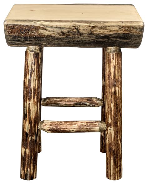 Glacier Country Counter Height Half Log Bar Stool With Exterior Stain