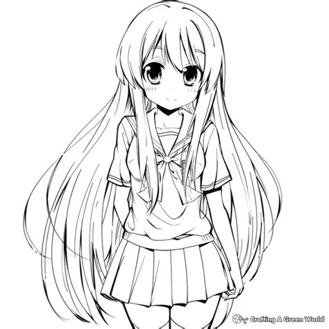 Long Hair Anime Girl Coloring Pages Free And Printable