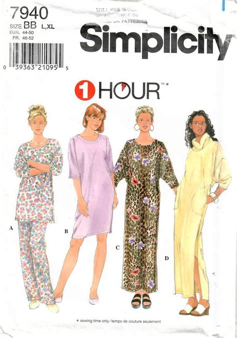 S Simplicity Uncut Vintage Sewing Pattern Long Pajamas Short