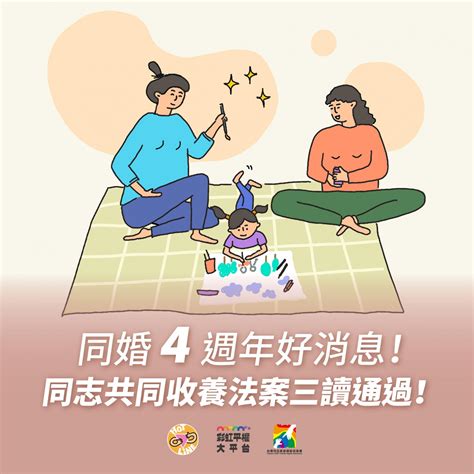 同婚四週年好消息！ 同志共同收養法案三讀通過！ 彩虹平權大平台｜邁向多元共好的台灣