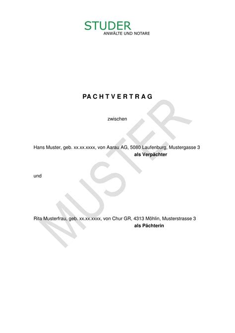 Pachtvertrag Muster