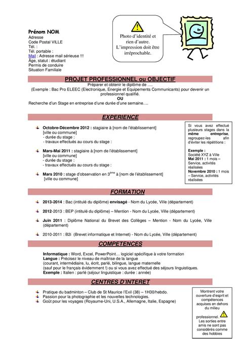 Exemple Cv Bac Pro CV Anonyme