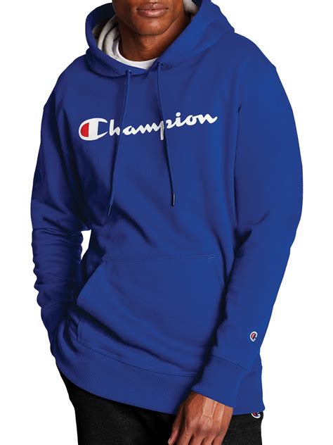 Champion Mens Powerblend Fleece Graphic Script Logo Pullover Hoodie