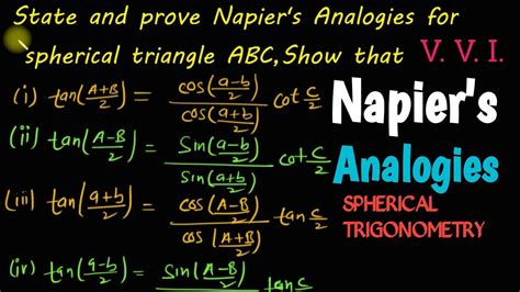 Napier S Analogies Formula In Hindi Napier S Formula Spherical