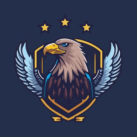 Eagle Head Shield Mascot Gaming Logo Design Vector Illustration