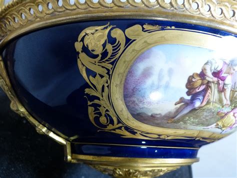 Proantic Coupe Porcelaine De Sèvres Napoléon III Montée Bronze Dor