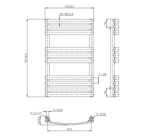 Toallero Calefactor Eléctrico 10 Barras Negro Mate Curvo 50cm