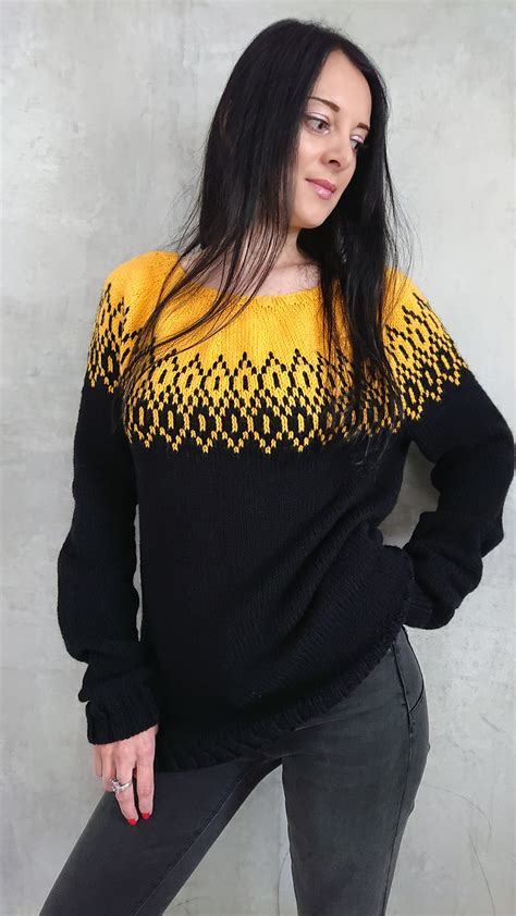 Lopapeysa Icelandic Sweater Fair Isle Hand Knit Long Jumper In Etsy