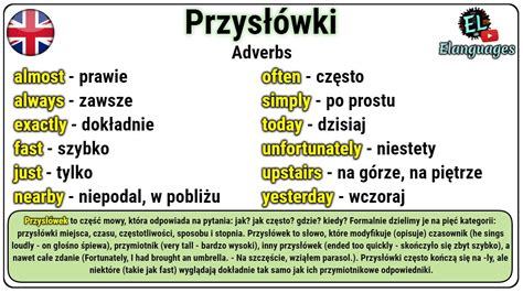 Przysłówki angielski słownictwo gramatyka Adverbs in English