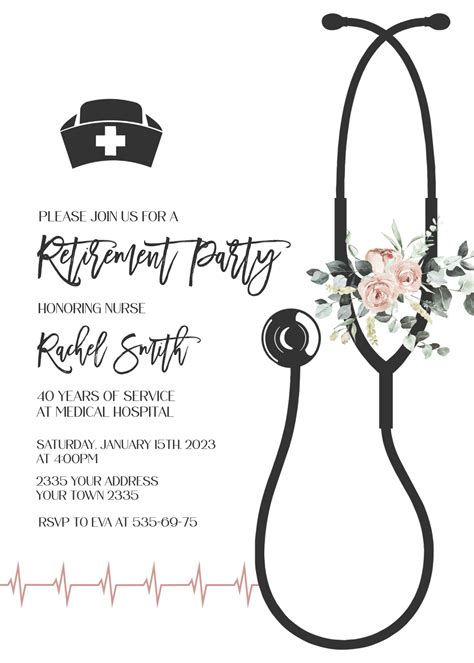 Editable Nurse Retirement Invitation Nurse Retirement Party Etsy