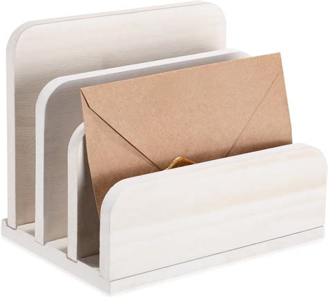 Briwooody Wooden Mail Holder 3 Slots Mail Organizer For