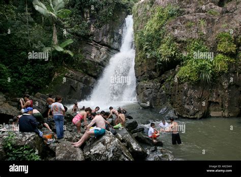 Cascada La Mina Waterfall El Yunque Rain Forest Swim Puerto Rico Stock