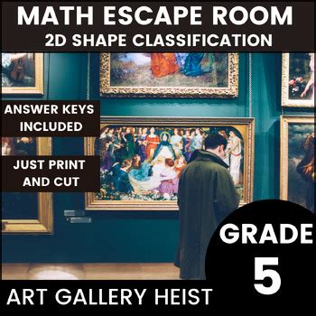 5th Grade Escape Room Math Games Math Review No Prep 2D Shapes Practice