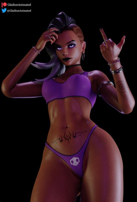 Overwatch Hentai Dark Skinned Female Navel Thick Thighs Simple