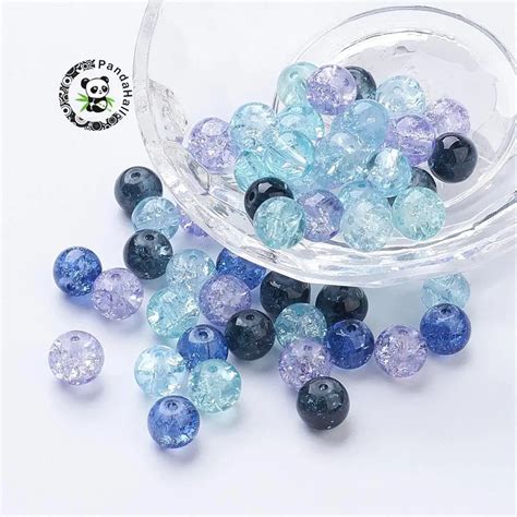 Mm Mm Mm Painted Crackle Glass Beads Round Mixed Color For Jewelry