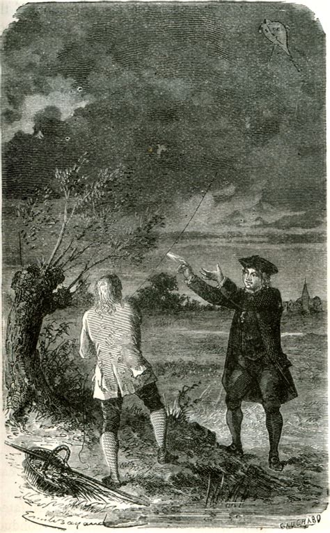 Ben Franklin Flies A Kite During A Storm