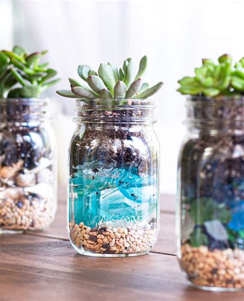 Summer Succulent Mason Jar Planters - Mason Jar Crafts Love