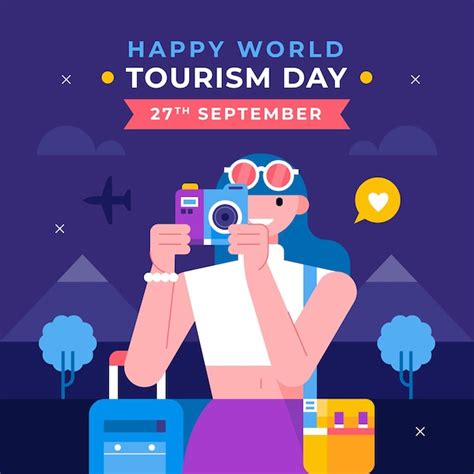 Premium Vector Flat Illustration For World Tourism Day Celebration