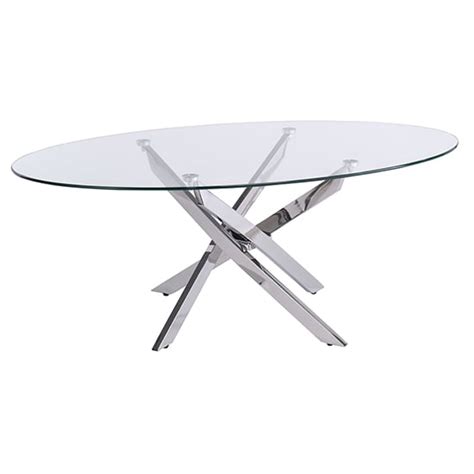 Marcel Oval Clear Glass Coffee Table With Chrome Legs Furniture In Fashion