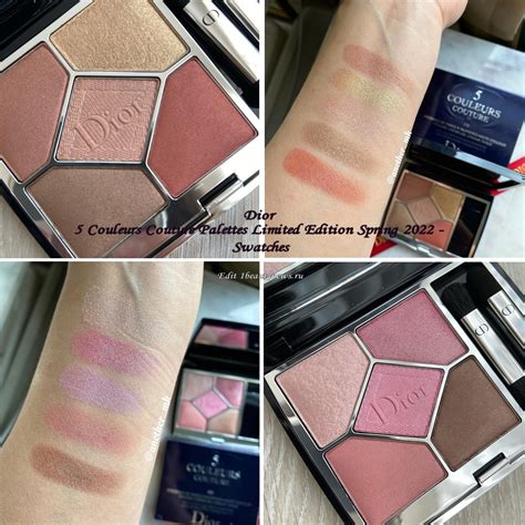 Свотчи новых палеток теней для век Dior 5 Couleurs Couture Palettes Limited Edition Spring 2022