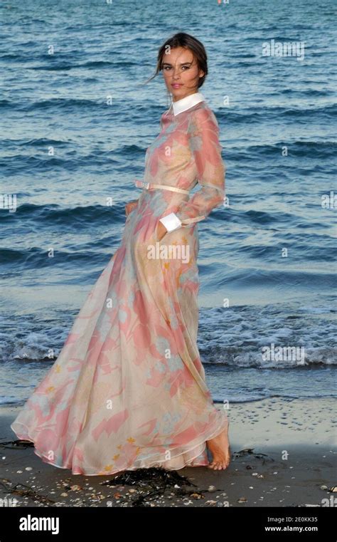 Italian Actress Kasia Smutniak Poses On The Beach In Front Of The Excelsior Hotel During The