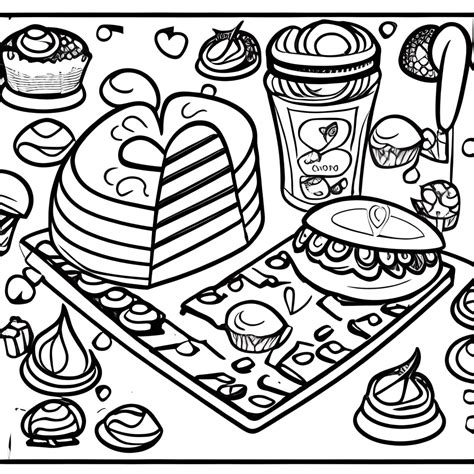 Coloring Page Sweets Junk Food Creative Fabrica