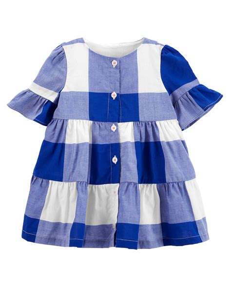 Riachuelo Vestido Bebê Botões Xadrez Azul Carter s Tam RN a 24M