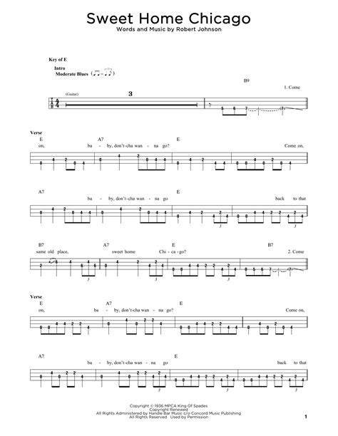 Sweet Home Chicago Bass Print Sheet Music Now