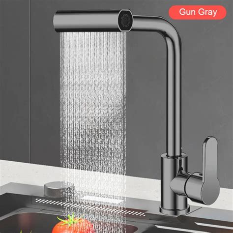 Stainless Steel Kitchen Faucet Hot Cold Water Mixer Sink Wash Tap Stream Sprayer Waterfall