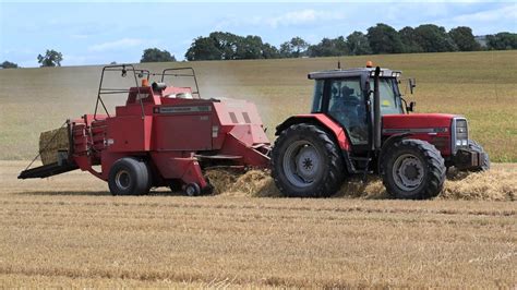 Harvest 2023 Baling Straw With Massey Ferguson 6190 MF 185 Baler