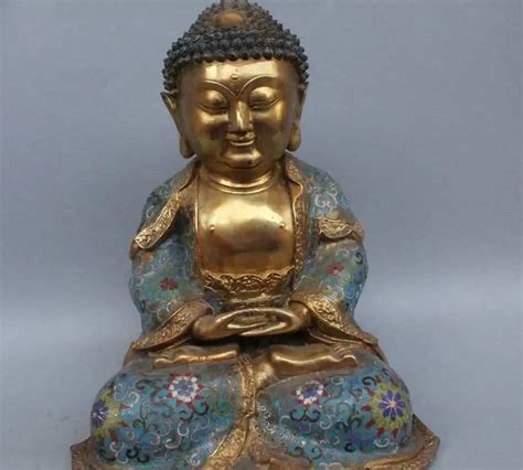 Tibet Buddhism Cloisonne Bronze Gild Seat Shakyamuni Amitabha