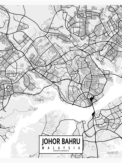 Johor Bahru City Map Of Malaysia Light Poster For Sale By Demap