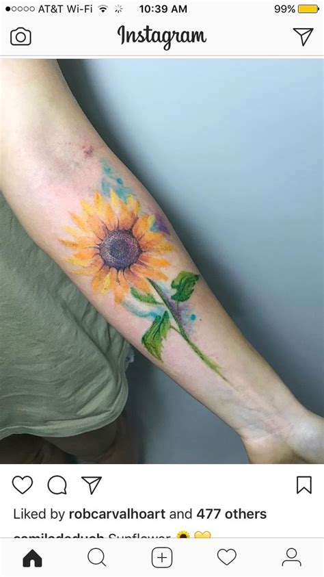 Pin On Tattoos Sunflower Tattoos Watercolor Sunflower Tattoo