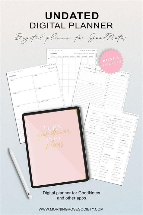 Undated Planner For Ipad And Other Tablets Minimalistic Digital