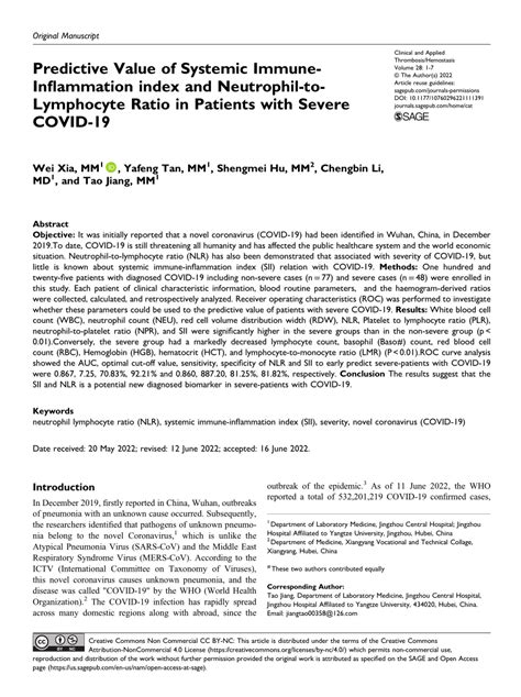 Pdf Predictive Value Of Systemic Immune Inflammation Index And