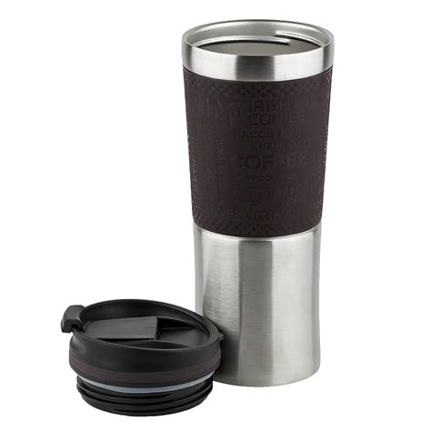 Stainless Steel Insulated Coffee Mug One Handed Open To Drink Double