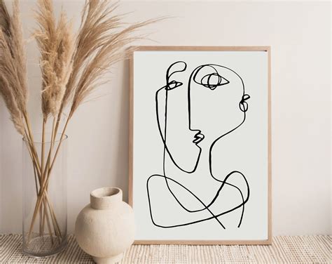 Buy Single Line Face Art Print Minimalist Woman Line Drawing Simple