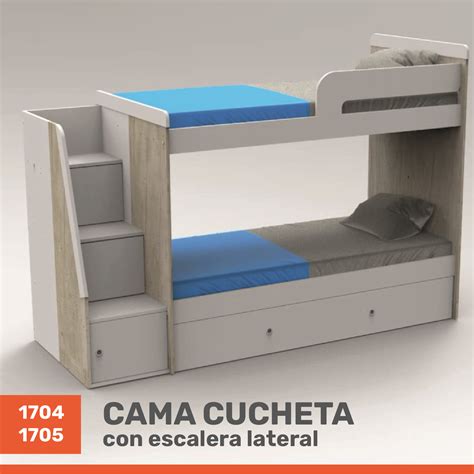 Cama Cucheta Con Escalera Lateral Y 2 Cajones 1 Plaza 1704 9