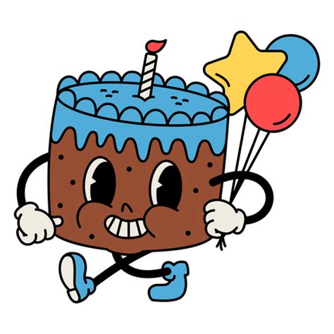 Birthday Cake Retro Cartoon Png Design Retro Cartoons Logo Design