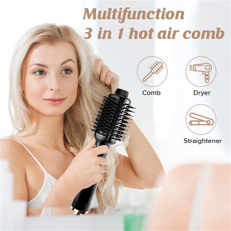 In Hair Dryer Hot Air Brush Styler Volumizer One Step Hair Straightener Curler Electric