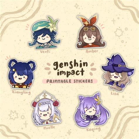 Genshin Impact Character Printable Stickers – Wiggly Print