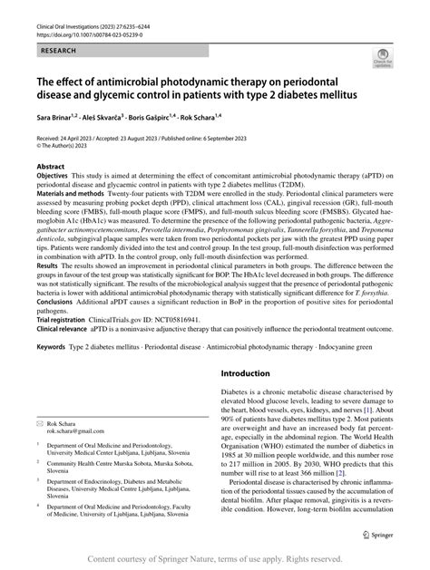 Pdf The Effect Of Antimicrobial Photodynamic Therapy On Periodontal