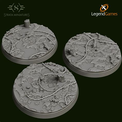 3d Printable Strata Miniatures Forest Bases Complete Set By Legend Games