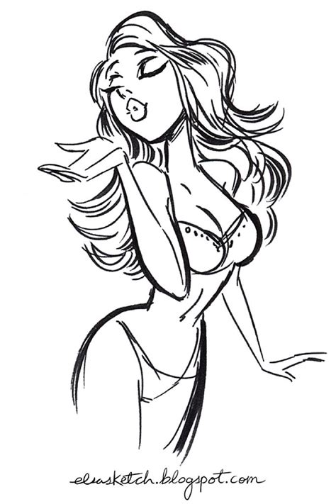 Sexy Pin Up Girl Coloring Pages Adult Sketch Coloring Page