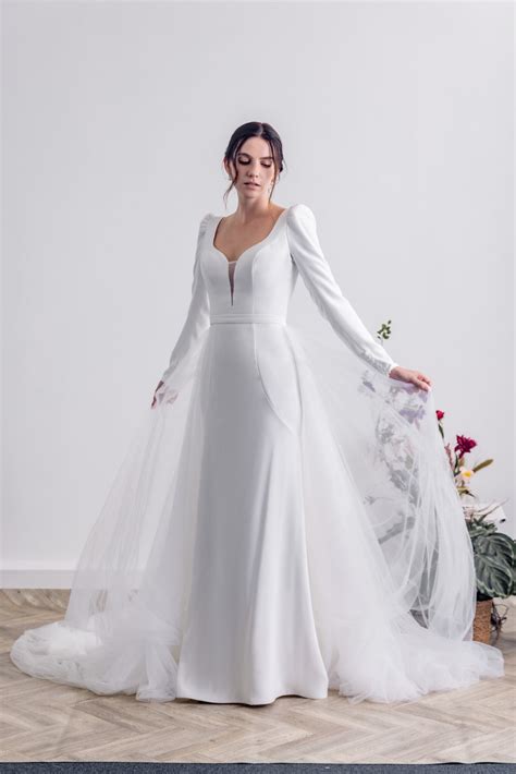 Long Sleeve Crepe Mermaid Wedding Dress Lb1018 Krismil Bridal