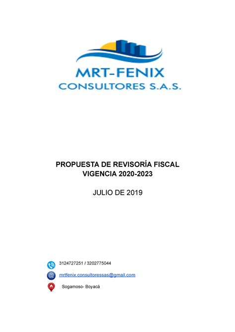 Propuesta De Revisoria Propuesta De RevisorÍa Fiscal Vigencia 2020