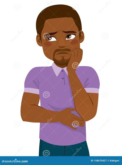 Black Man Concerned Face Expression Stock Vector - Illustration of sadness, african: 158670427